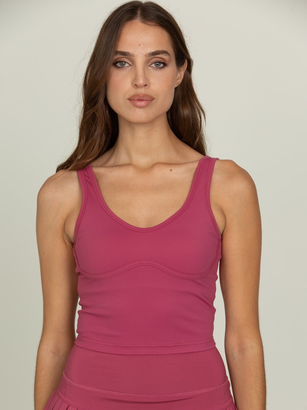 Goldhinge Women’s S Raspberry Lined Mid Length Bra Top Luxury No Cup Inserts